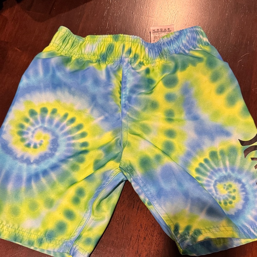 Hurley Kids Tie-Dye Swim Trunks - Blue and Yellow